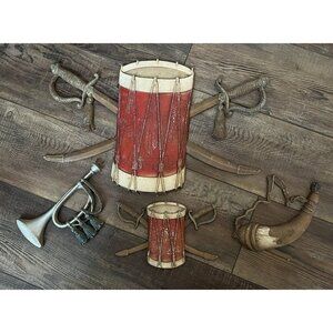 Vintage Sexton 4 Metal Wall Hanging Drum Bugle Horn Sword Powder USA